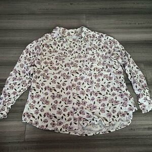 Chic Floral Women's Top in White and Purple
